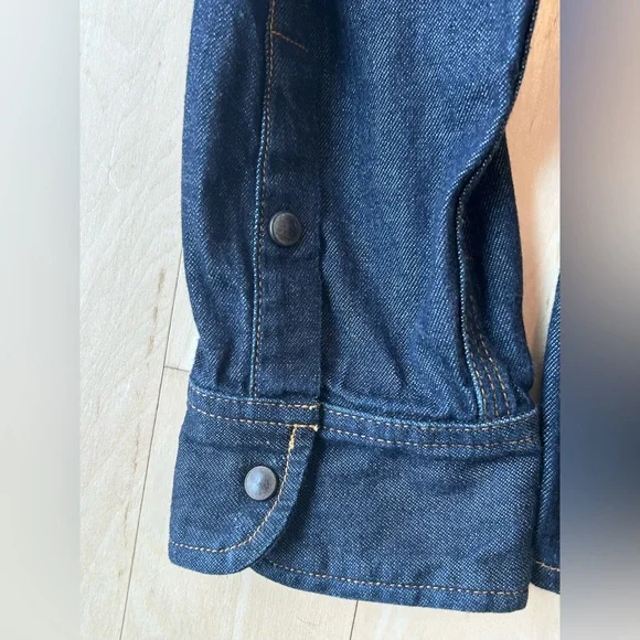 AG Adriano Goldschmied Denim Men’s Utility Snap Button Dark Indigo Shirt Large - Picture 12 of 16